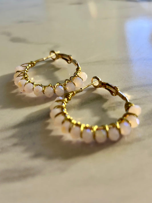 Blush - Mini wire wrapped hoops