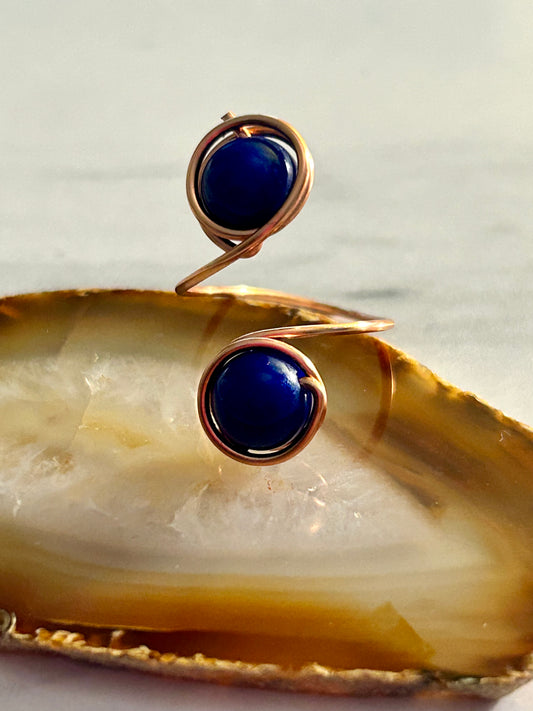 Lapis Lazuli wrap around ring - copper