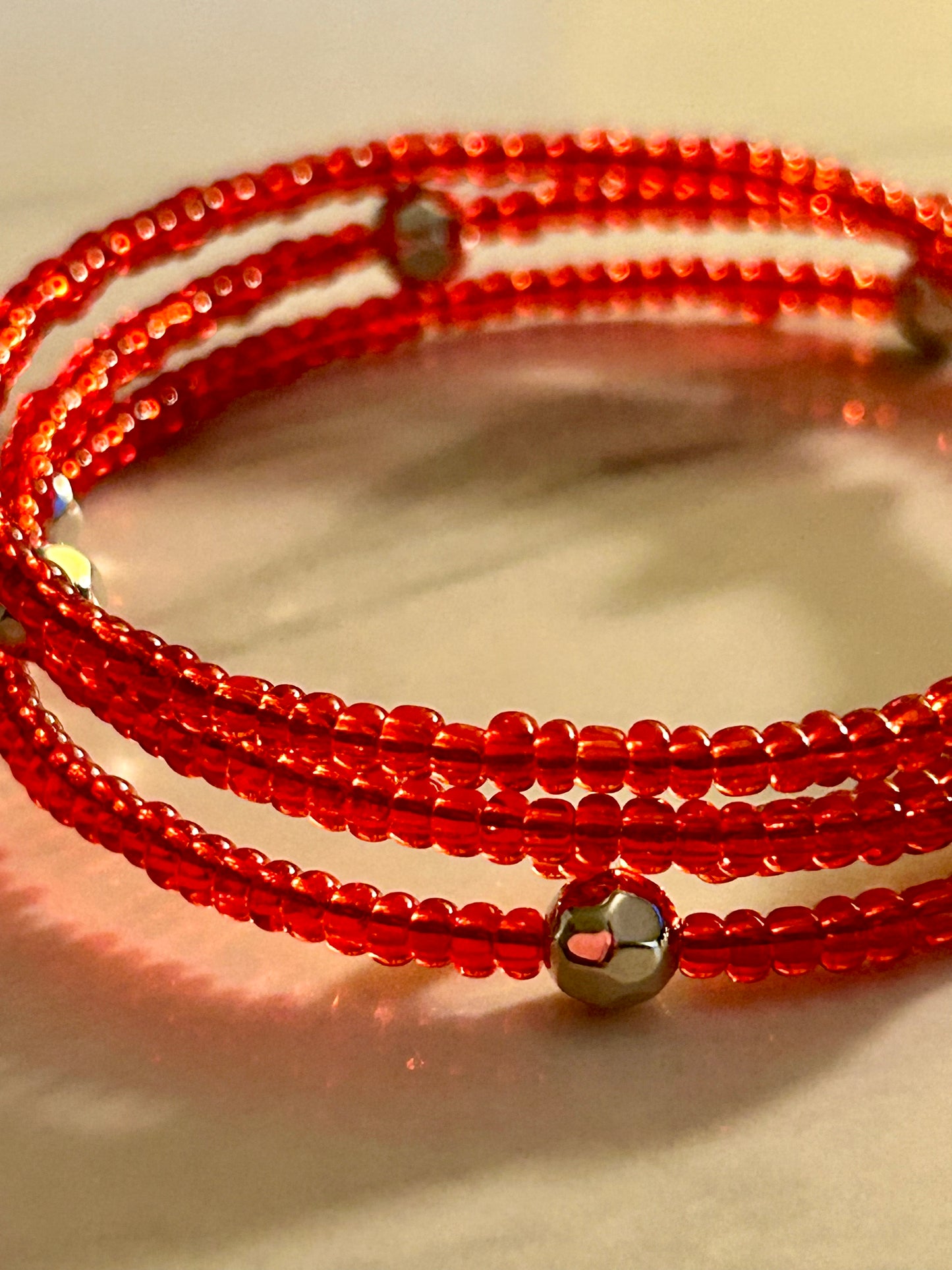 Red sparkle - Wrap around bracelet