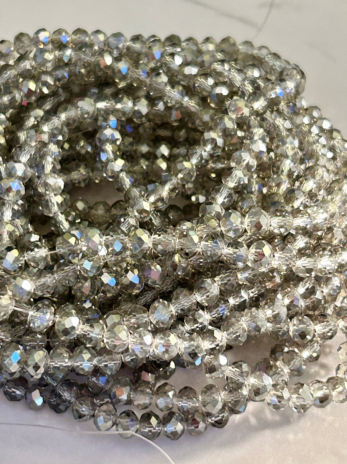 6mm crystal beads - Silver