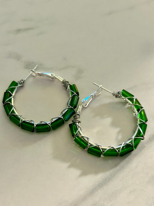 Emerald & Silver Earrings