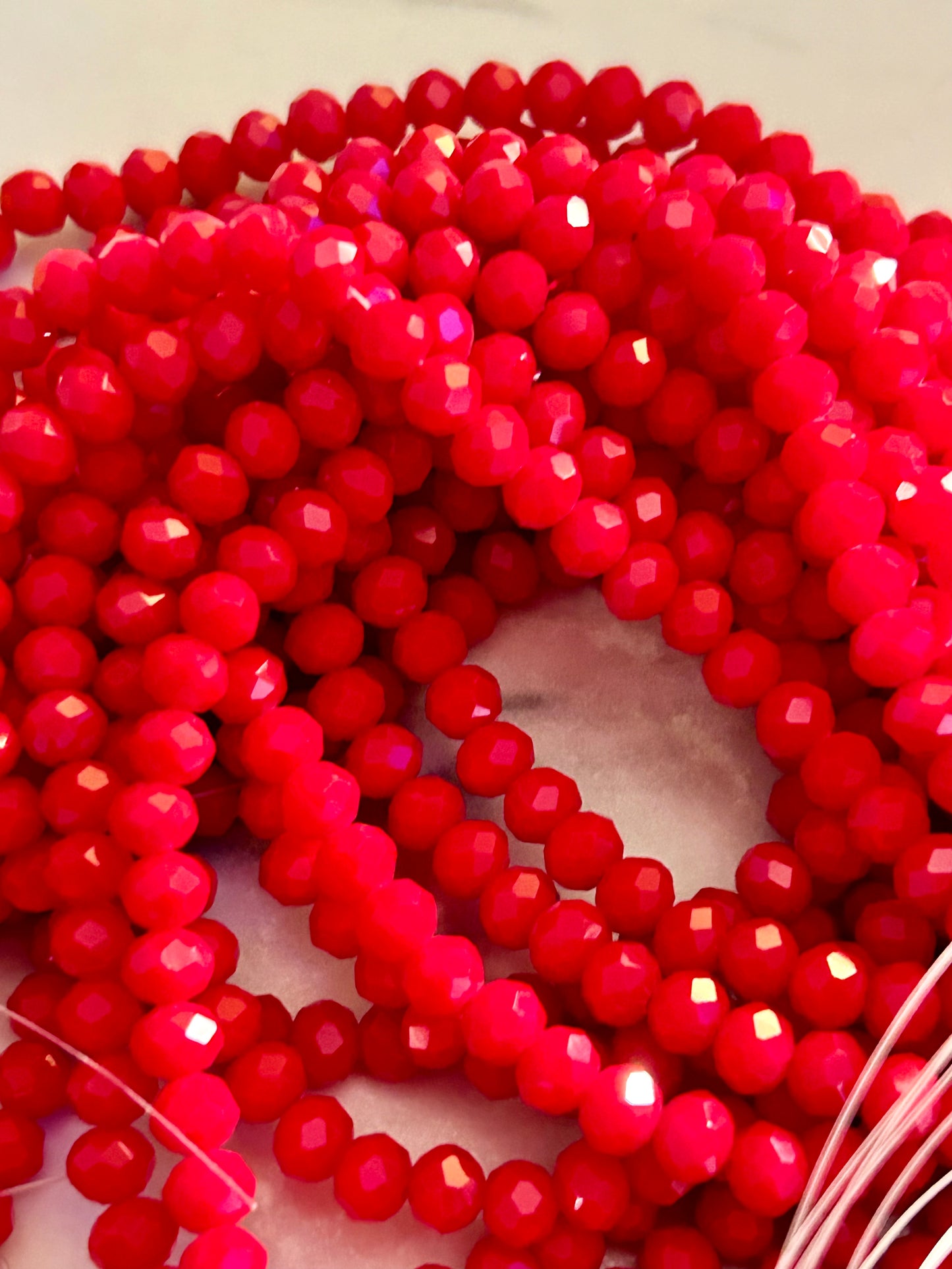 6mm crystal beads - Red