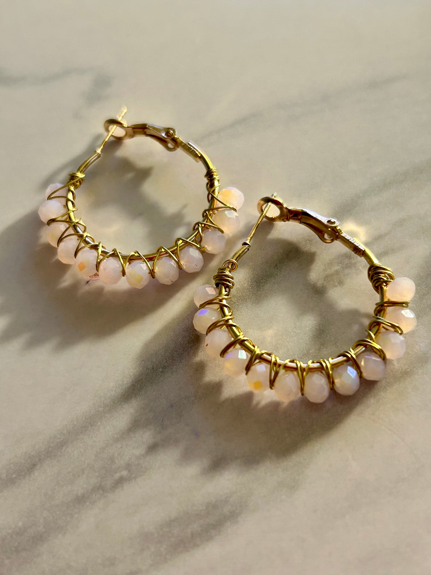 Blush - Mini wire wrapped hoops