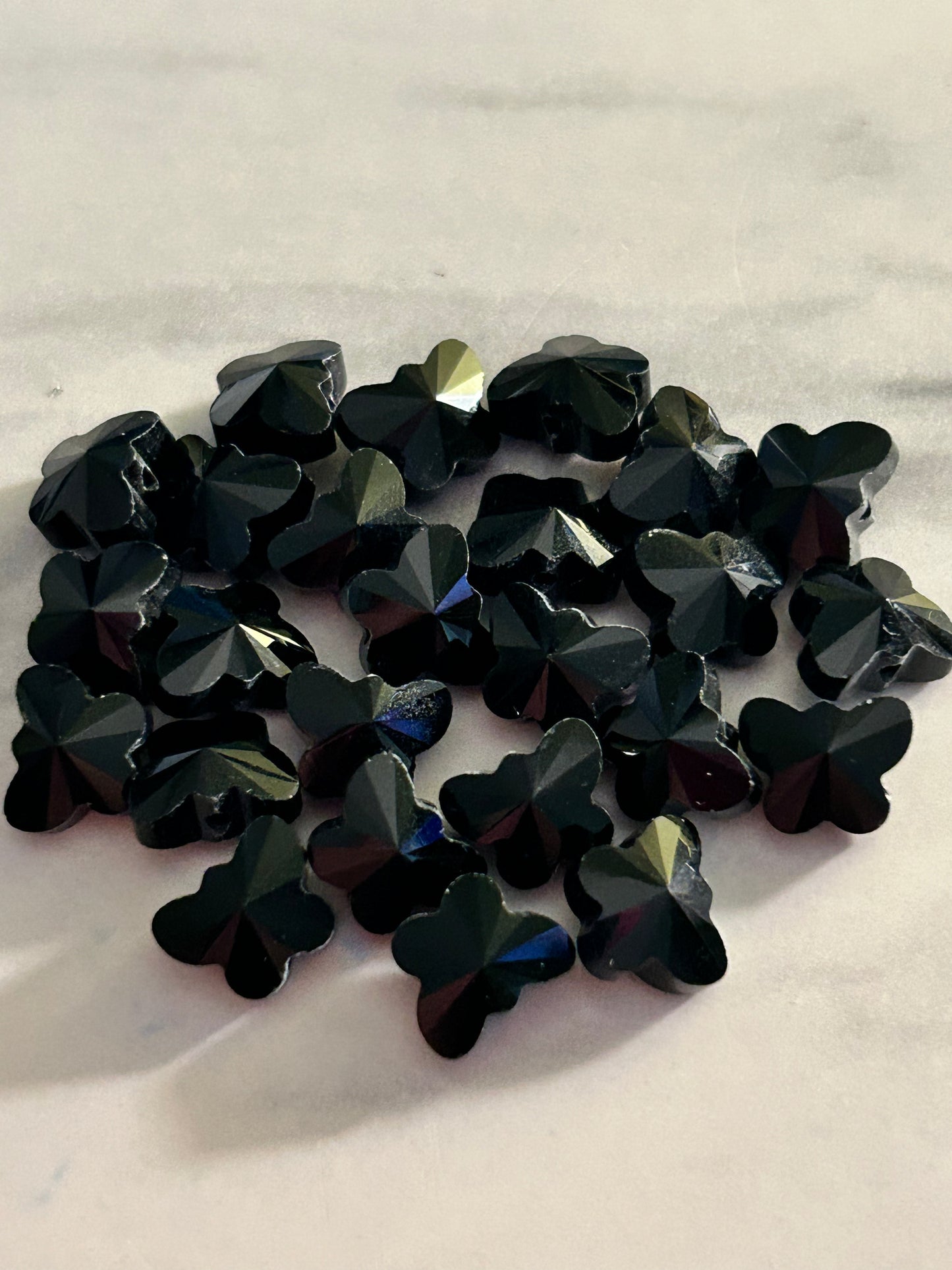 Black glass butterfly beads